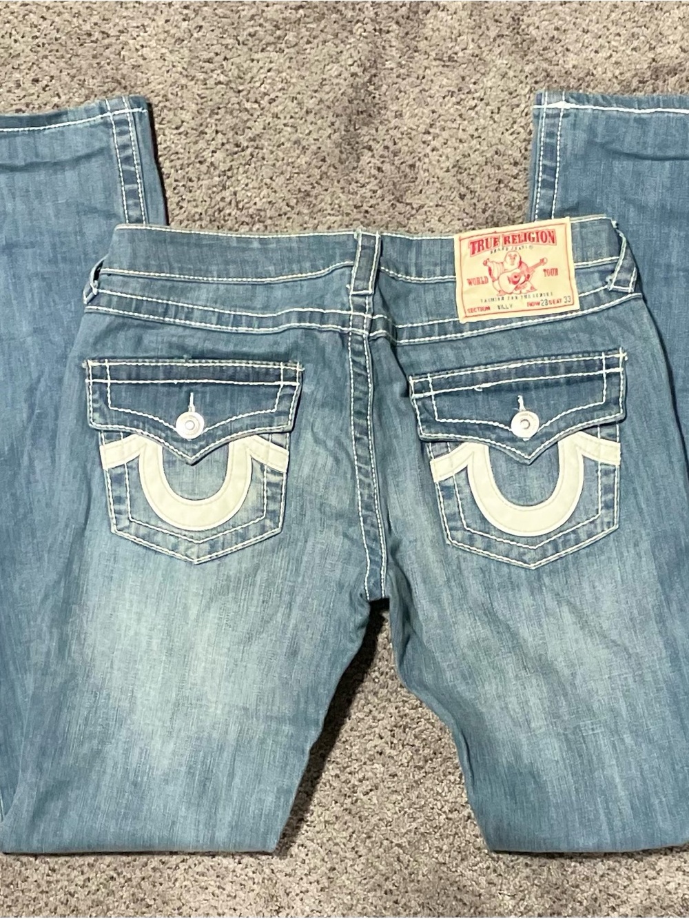True Religion Billy Super T Bootcut Jeans 28x33 USA Y2K White Stitch